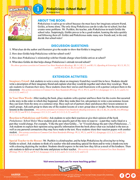 Pinkalicious School Rules Curriculum Guide