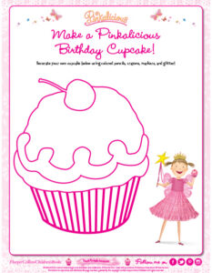 Decorate a Pinkalicious Birthday Cupcake Coloring Page