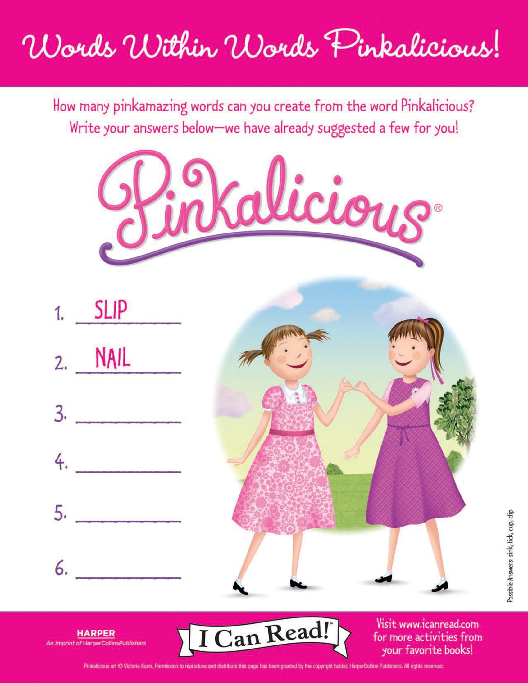 Words within Words Pinkalicious!